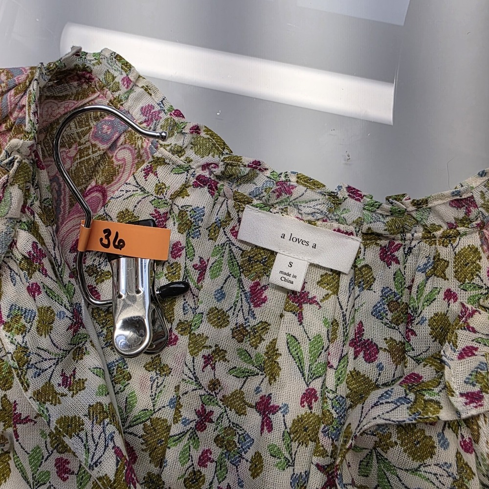 A Loves A Boho Floral Paisley Midi Dress Tassel Tie Long Sleeve Sz S Cottagecore - Picture 8 of 8